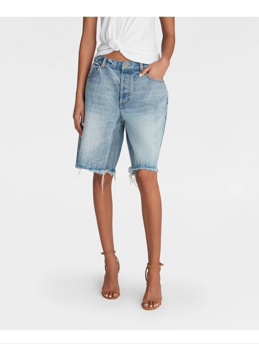 KBB by Kahlana Women's The Denim Bermuda Shorts, Size 6 - Light Wash